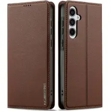 LC.imeeke - LC.IMEEKE L1 Series Samsung Galaxy S25 Pl&aring;nboksfodral Konstl&auml;der - Brun