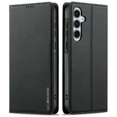 LC.imeeke - LC.IMEEKE L1 Series Samsung Galaxy S25 Pl&aring;nboksfodral Konstl&auml;der - Svart