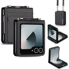 LC.imeeke - LC.IMEEKE L1 Series Samsung Galaxy Z Flip7 Fodral KonstL&auml;der - Svart