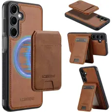 LC.imeeke - LC.IMEEKE L3 f&ouml;r Samsung Galaxy S25 Fodral KonstL&auml;der - Brun