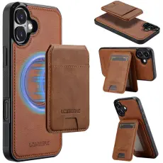 LC.imeeke - LC.IMEEKE L3 iPhone 17 Fodral Magnetiskt Konstl&auml;der - Brun