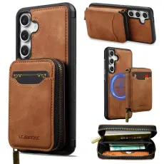 LC.imeeke - LC.IMEEKE L6 f&ouml;r Samsung Galaxy A17 4G/5G Konstl&auml;der Pl&aring;nboksfodral - Brun