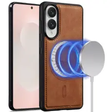 LC.imeeke - LC.IMEEKE L6 Fodral f&ouml;r Samsung Galaxy S25 Edge KonstL&auml;der - Brun