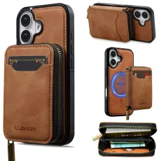 LC.imeeke - LC.IMEEKE L6 iPhone 17 Pl&aring;nboksfodral Konstl&auml;der - Brun