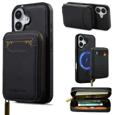 LC.imeeke - LC.IMEEKE L6 iPhone 17 Pl&aring;nboksfodral Konstl&auml;der - Svart