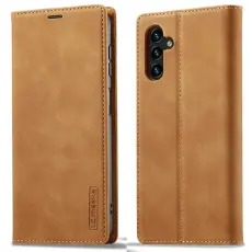 LC.imeeke - LC.IMEEKE Samsung Galaxy A54 5G Pl&aring;nboksfodral Konstl&auml;der - Brun