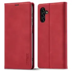 LC.imeeke - LC.IMEEKE Samsung Galaxy A54 5G Pl&aring;nboksfodral Konstl&auml;der - R&ouml;d