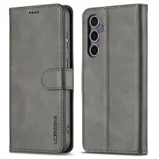 LC.imeeke - LC.IMEEKE Samsung Galaxy A56 5G Pl&aring;nboksfodral Konstl&auml;der - Gr&aring;