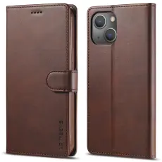 LC.imeeke - LC.IMEEKE Pl&aring;nboksfodral f&ouml;r iPhone 15 Plus - Konstl&auml;der - Brun