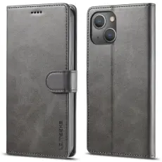 LC.imeeke - LC.IMEEKE Pl&aring;nboksfodral f&ouml;r iPhone 15 Plus - Konstl&auml;der - Gr&aring;
