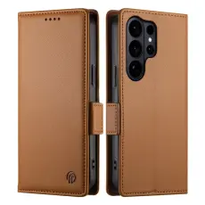 OEM - ABEEL Samsung Galaxy S26 Ultra Pl&aring;nboksfodral Konstl&auml;der - Brun