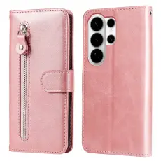 OEM - ABEEL Mobilskal till Samsung Galaxy S26 Ultra KonstL&auml;der Med Dragkedja - Rosa