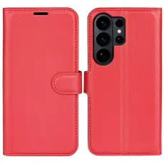 N.BEKUS - AMORUS Samsung Galaxy S26 Ultra Pl&aring;nboksfodral Konstl&auml;der Litchi - R&ouml;d