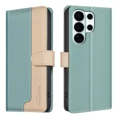 BINFEN COLOR - BINFEN Samsung Galaxy S26 Ultra Pl&aring;nboksfodral Konstl&auml;der RFID Skydd - Gr&ouml;n