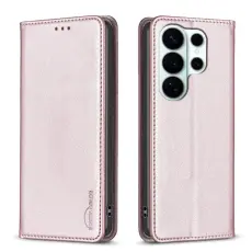 BINFEN COLOR - BINFEN Mobilskal till Samsung Galaxy S26 Ultra &Auml;kta L&auml;der St&auml;ll- Ros&eacute;guld