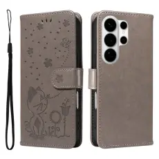 OEM - Cat Bee Samsung Galaxy S26 Ultra Pl&aring;nboksfodral Konstl&auml;der - Gr&aring;