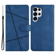 WANLONFENG - Crazy Horse Samsung Galaxy S26 Ultra Pl&aring;nboksfodral Konstl&auml;der St&auml;ll - Bl&aring;