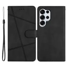 OEM - Crazy Horse Samsung Galaxy S26 Ultra Pl&aring;nboksfodral Konstl&auml;der St&auml;ll - Svart