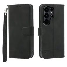 OEM - DIERFENG Samsung Galaxy S26 Ultra Pl&aring;nboksfodral Konstl&auml;der - Svart