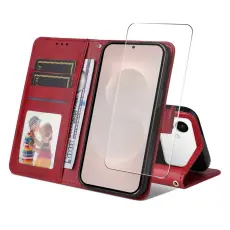 ENKAY - ENKAY Samsung Galaxy S26 Ultra Pl&aring;nboksfodral Konstl&auml;der St&auml;ll - R&ouml;d