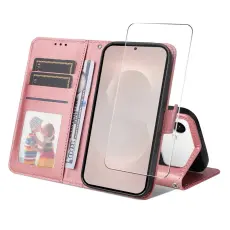 ENKAY - ENKAY Samsung Galaxy S26 Ultra Pl&aring;nboksfodral Konstl&auml;der St&auml;ll - Rosa