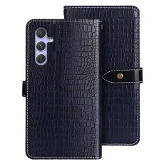 IDEWEI - IDEWEI Samsung Galaxy A55 5G Pl&aring;nboksfodral Konstl&auml;der Krokodiltextur - Bl&aring;