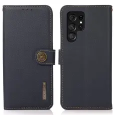 KHAZNEH - KHAZNEH Samsung Galaxy S26 Ultra Pl&aring;nboksfodral &Auml;kta L&auml;der - Bl&aring;