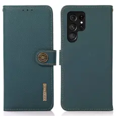 OEM - KHAZNEH Samsung Galaxy S26 Ultra Pl&aring;nboksfodral &Auml;kta L&auml;der - Gr&ouml;n