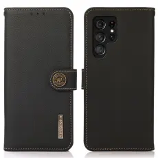 OEM - KHAZNEH Samsung Galaxy S26 Ultra Pl&aring;nboksfodral &Auml;kta L&auml;der - Svart