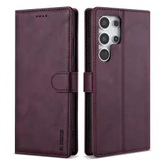 OEM - N.BEKUS Samsung Galaxy S26 Ultra Pl&aring;nboksfodral Konstl&auml;der - Vinr&ouml;d