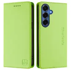 OEM - RINACASIS Samsung Galaxy S26+ Pl&aring;nboksfodral Konstl&auml;der RFID Skydd - Gr&ouml;n
