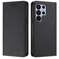 OEM - RINACASIS Samsung Galaxy S26 Ultra Pl&aring;nboksfodral Konstl&auml;der RFID Skydd - Svart