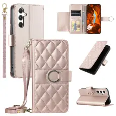 OEM - Samsung Galaxy A55 5G Pl&aring;nboksfodral Konstl&auml;der Ring Sp&auml;nne St&auml;ll - Ros&eacute;guld