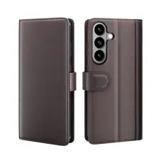 OEM - Samsung Galaxy S26 Pl&aring;nboksfodral &Auml;kta L&auml;der St&auml;ll - Brun