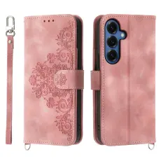 OEM - Samsung Galaxy S26 Pl&aring;nboksfodral Blomm&ouml;nster Konstl&auml;der - Rosa