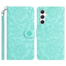 OEM - Samsung Galaxy S26 Pl&aring;nboksfodral Blommotiv Konstl&auml;der Flip - Ljusgr&ouml;n