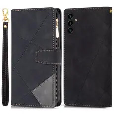 OEM - Samsung Galaxy S26 Pl&aring;nboksfodral F&auml;rgsplicing Konstl&auml;der Med St&auml;ll - Svart