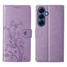 OEM - Samsung Galaxy S26 Pl&aring;nboksfodral Fj&auml;ril Blomm&ouml;nster Konstl&auml;der - Lila