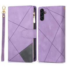 OEM - Samsung Galaxy S26 Pl&aring;nboksfodral Spaltat Konstl&auml;der Med St&auml;ll - Lila