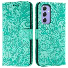 OEM - Samsung Galaxy S26 Pl&aring;nboksfodral Spetsblommor Konstl&auml;der Flip - Gr&ouml;n