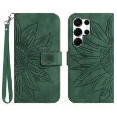 OEM - Samsung Galaxy S26 Ultra Pl&aring;nboksfodral Konstl&auml;der Blomm&ouml;nster - Gr&ouml;n