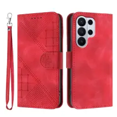 OEM - Samsung Galaxy S26 Ultra Pl&aring;nboksfodral Konstl&auml;der Fj&auml;ril Blomma - R&ouml;d