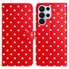 OEM - Samsung Galaxy S26 Ultra Pl&aring;nboksfodral Konstl&auml;der Polka Dot - R&ouml;d