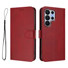 OEM - Samsung Galaxy S26 Ultra Pl&aring;nboksfodral Konstl&auml;der RFID Skydd - Vinr&ouml;d