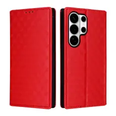 OEM - Samsung Galaxy S26 Ultra Pl&aring;nboksfodral Konstl&auml;der Rhombus - R&ouml;d