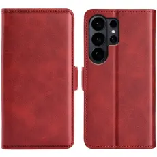 AZNS - Samsung Galaxy S26 Ultra Pl&aring;nboksfodral Konstl&auml;der - R&ouml;d