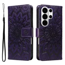 OEM - Samsung Galaxy S26 Ultra Pl&aring;nboksfodral Konstl&auml;der Solrostryck - Lila