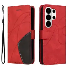 OEM - Samsung Galaxy S26 Ultra Pl&aring;nboksfodral Konstl&auml;der St&auml;ll - R&ouml;d