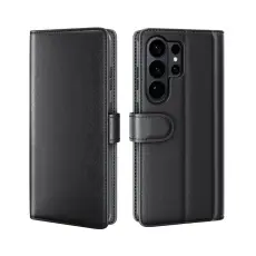 OEM - Samsung Galaxy S26 Ultra Pl&aring;nboksfodral Konstl&auml;der St&auml;ll - Svart