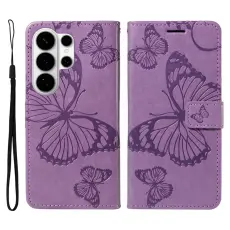 OEM - Samsung Galaxy S26 Ultra Pl&aring;nboksfodral Blomm&ouml;nster Konstl&auml;der St&auml;ll - Lila